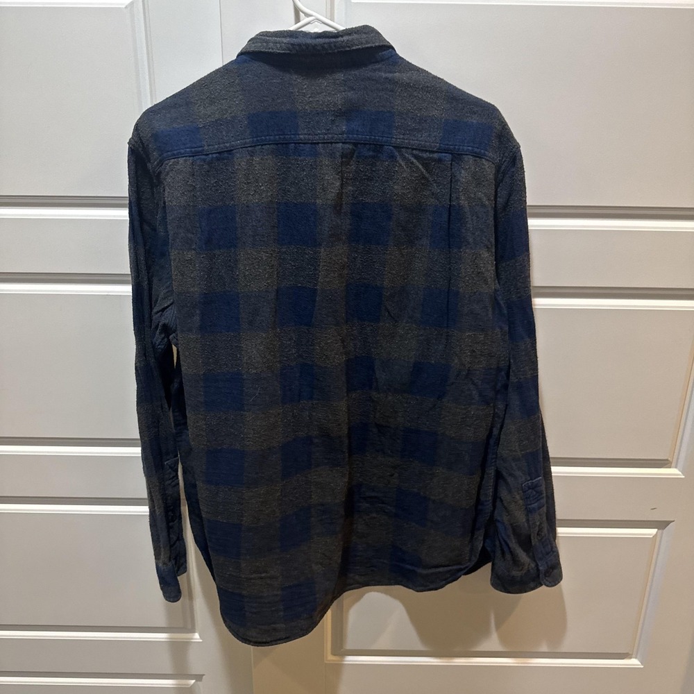 Wallace & Barnes Shirt Mens Large Blue Gray Plaid Flannel Long Sleeve Button Up - Picture 5 of 7